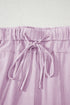 High Waist Mineral Wash Exposed Seam Drawstring Wide Leg Pants